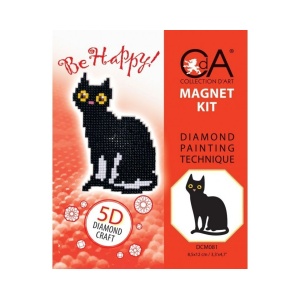 Diamentowa Mozaika z magnesem Czarny kot